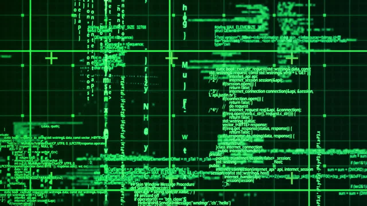 animación del procesamiento de datos sobre un fondo negro