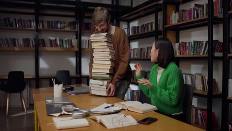 students studying in a library