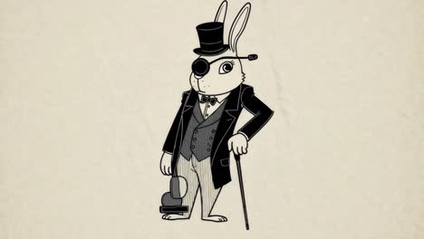 dapper anthropomorphic rabbit in suit with top hat and monocle