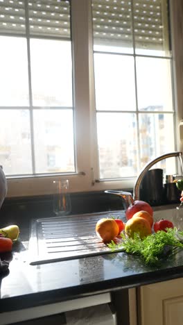kitchen scene with fresh produce and sunlight