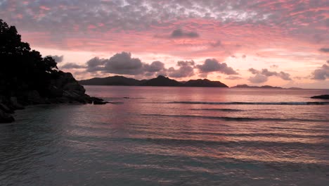 beautiful sunset on la digue, an island of the seychelles