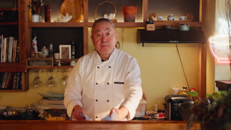 asian chef in a restaurant kitchen