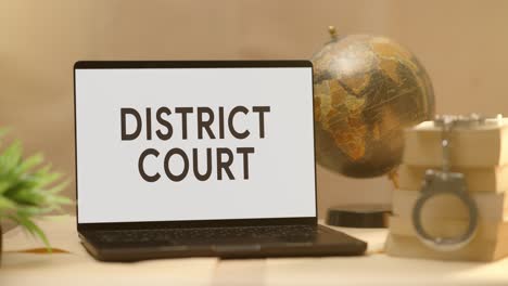 district court displayed in legal laptop screen