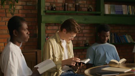 group studying in a cozy cafe