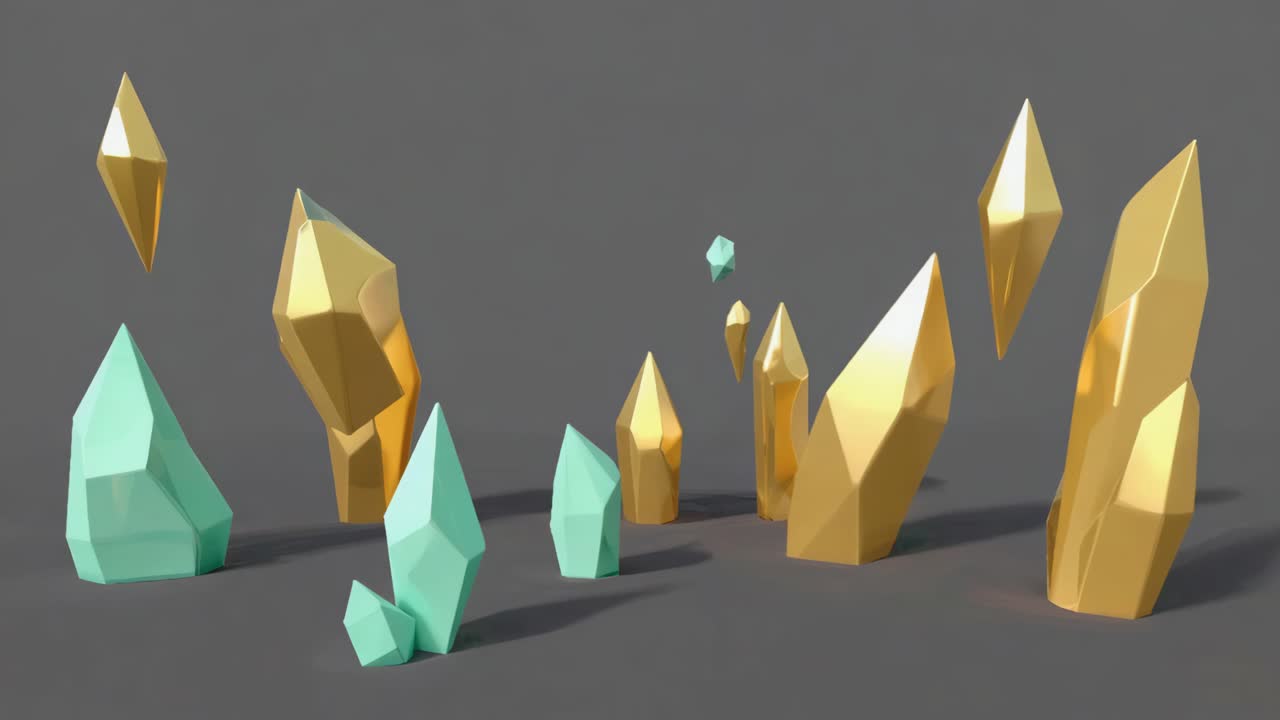 Collection of Gold and Green Crystals