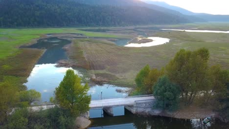 aerial view of intermittent lake at lake cerknica