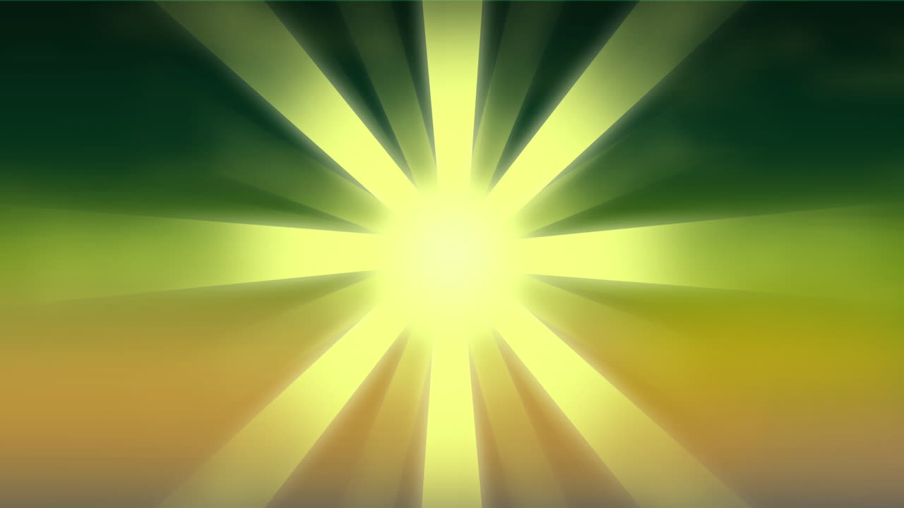 animación del sol brillando y girando sobre un fondo verde