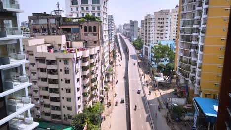 4k drone shot of busy road where vehicles are moving