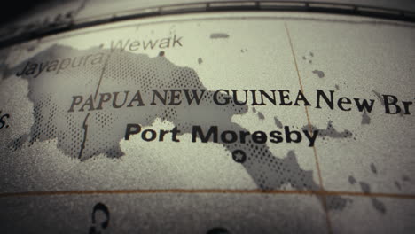 close-up of a map of papua new guinea