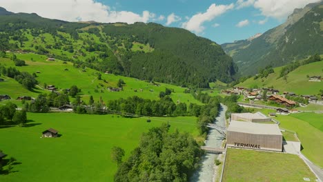 Aerial-view-of-the-terminal-in-Grindelwald,-Switzerland