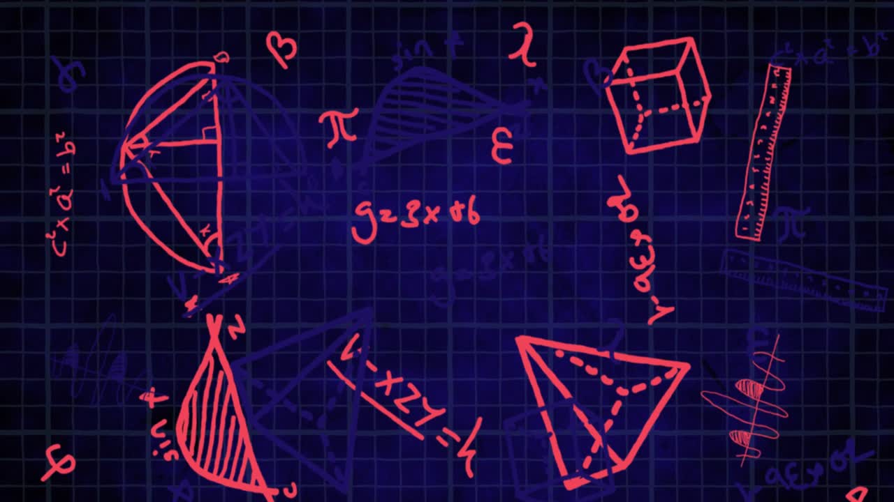 검은 바탕에 대한 수학 방정식과 다이어그램