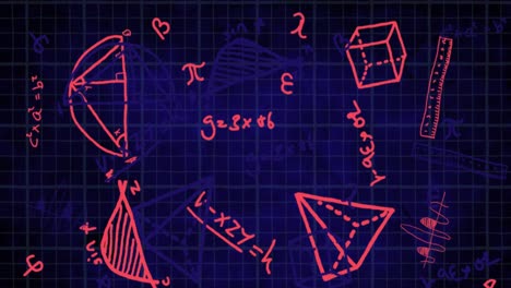 ecuaciones matemáticas y diagramas contra un fondo negro