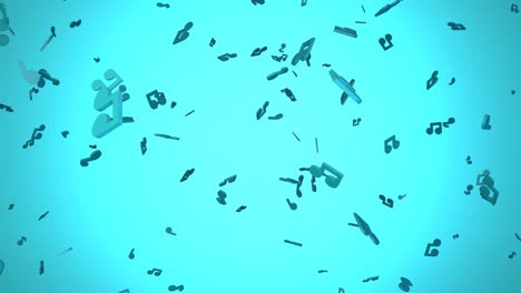 falling blue musical notes on blue background.