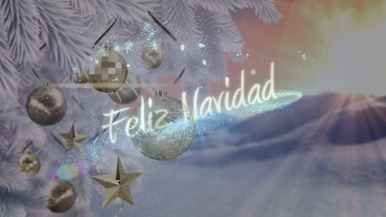 animación de paisajes de invierno con texto feliz navidad