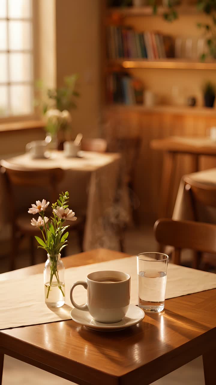 Interno di caffè estetico con atmosfera accogliente 4K