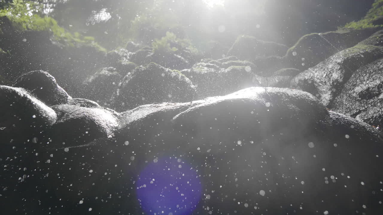 Mysterious Waterfall in a Dark Forest