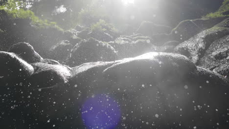 mysterious waterfall in a dark forest