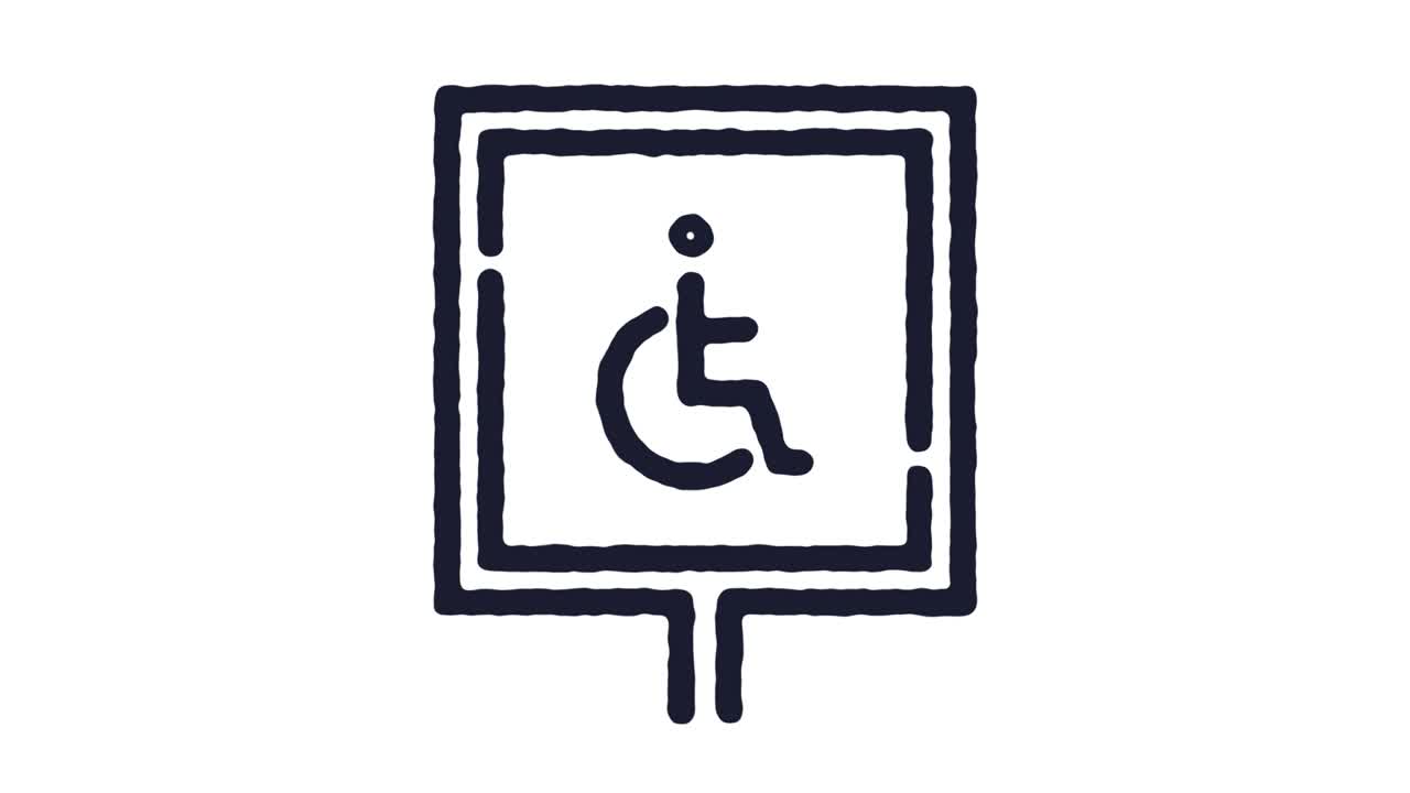 Disabled Sign Icon Animation Footage & Alpha Channel