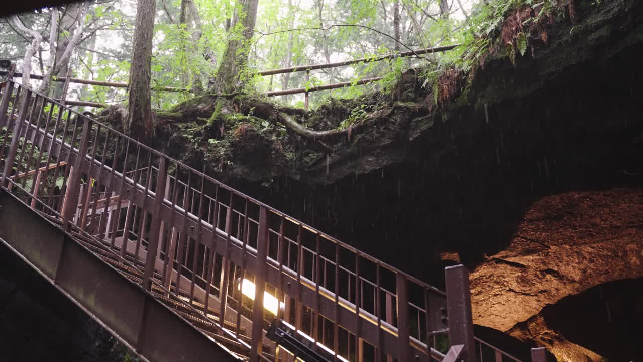 Aokigahara Cave System under haunted forest at Mt Fuji