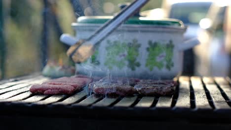 meatballs that are cooked on one side are turned close up