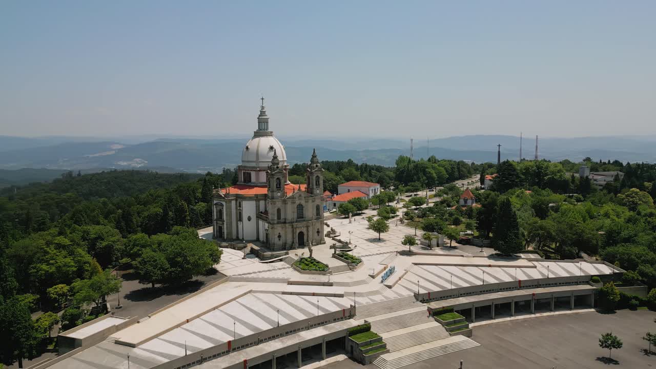 Braga's Sameiro Sanctuary from a soaring view. Aerial
