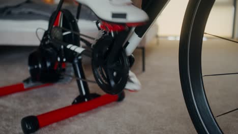 indoor cycling workout on stationary bike trainer