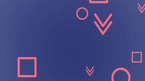 animation of abstract pink shapes falling against blue background