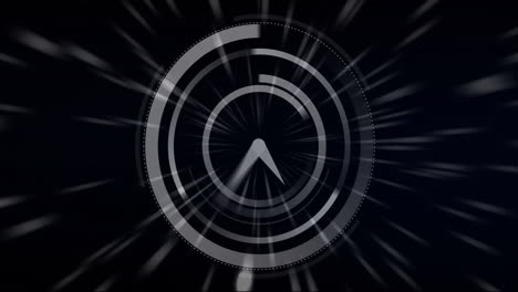 animation of moving clock over light trails on black background