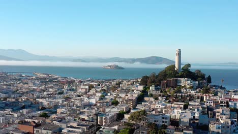 aerial: beautiful cityscape and coit tower view part 11, drone view