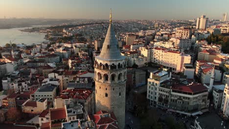 aerial view galata tower with golden horn istanbul.  aerial view of istanbul city