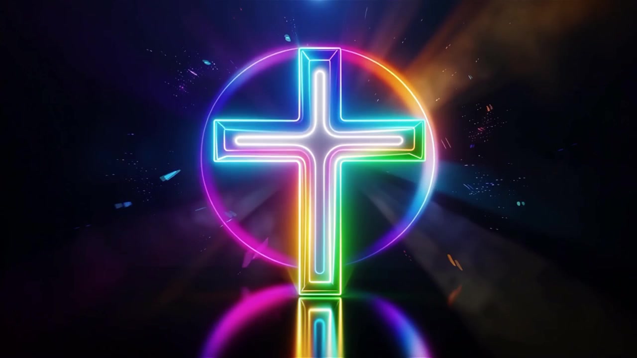 Croce Cristiana Luce Celestiale Sfondo per il Culto.