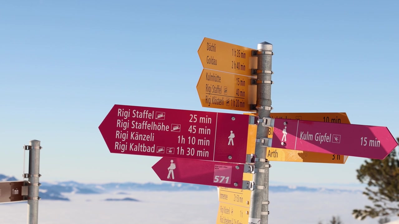 Vuoristokyltti useilla talvi- ja kesävaellusreiteillä, Rigi, Sveitsi