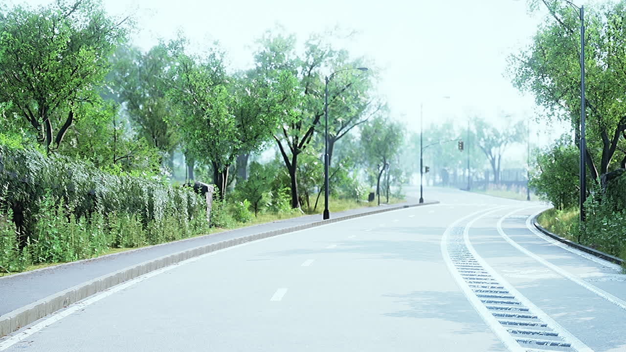 공원을 가로지르는 경치 좋은 여름 길