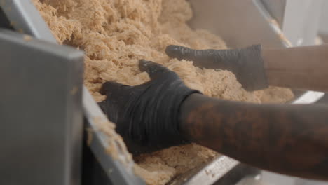pulped meat processing in a food factory