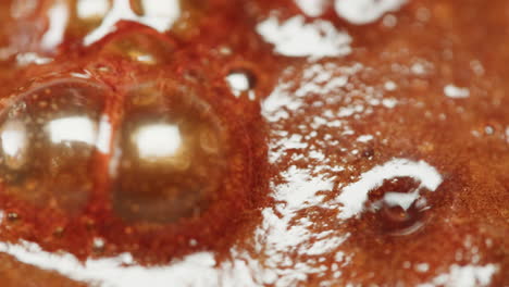 close up of caramel bubbles