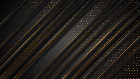 black tech geometric motion background with golden dots