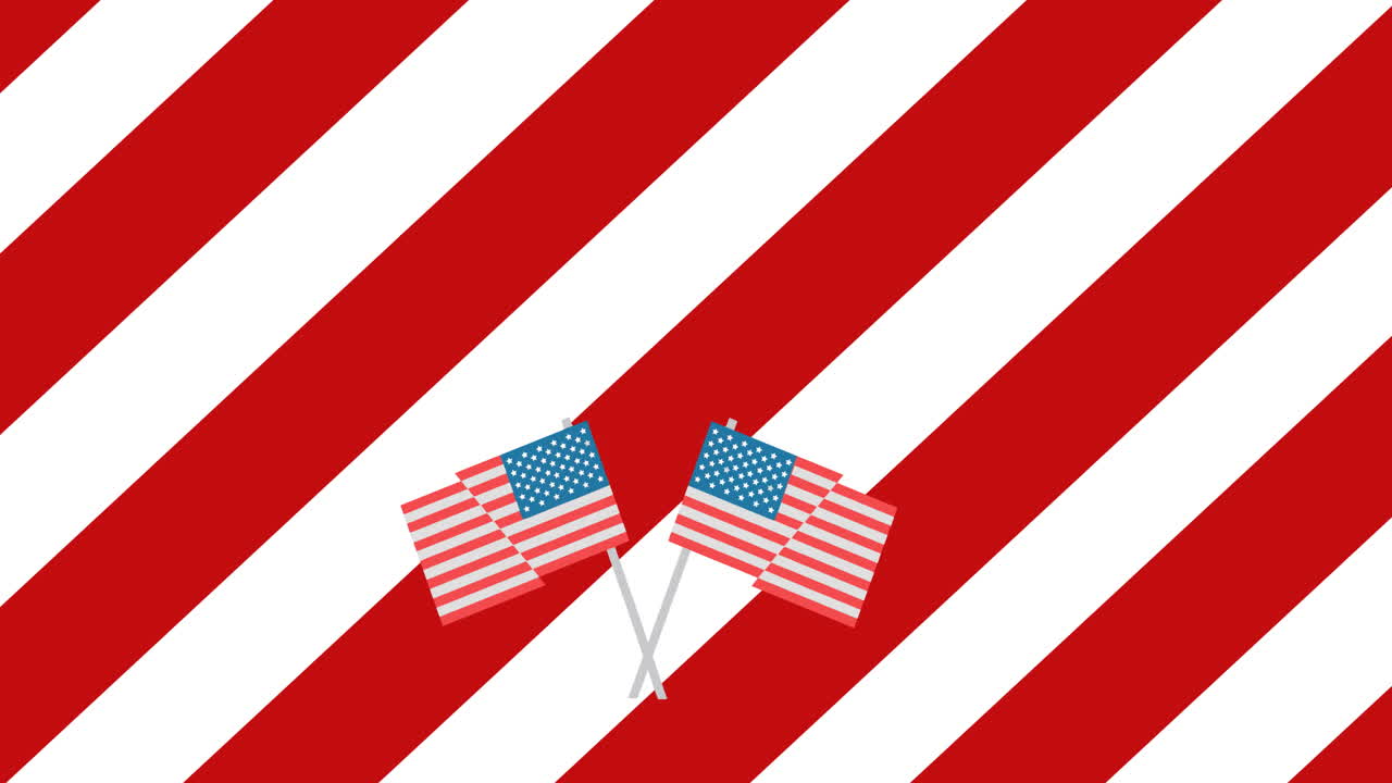 Animation of american flags icons over american flag