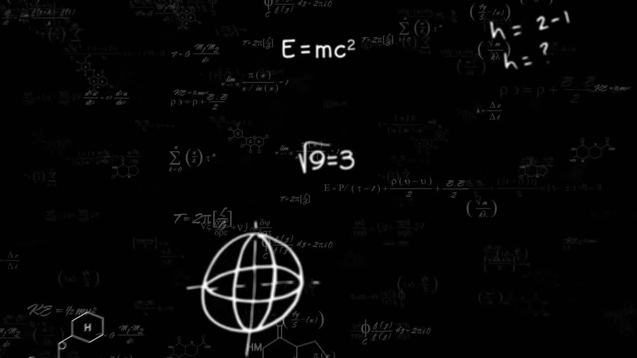 animación de ecuaciones matemáticas sobre un fondo negro