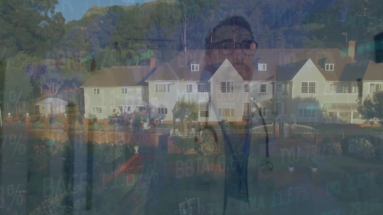 도시 풍경에 대한 통계 및 금융 데이터 처리의 애니메이션