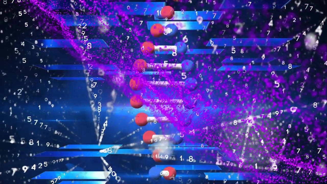 Animation of dna strand spinning and data processing