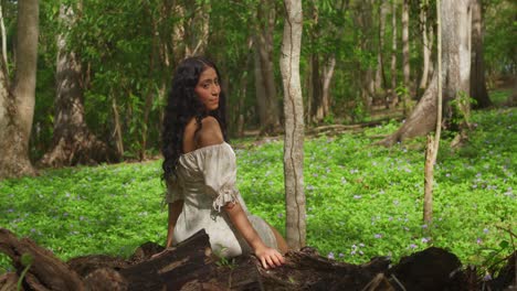 a young latina girl in a dress is happily exploring a caribbean park on trinidad island
