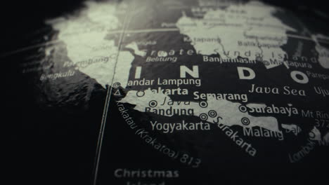 close-up of an indonesian map on a globe