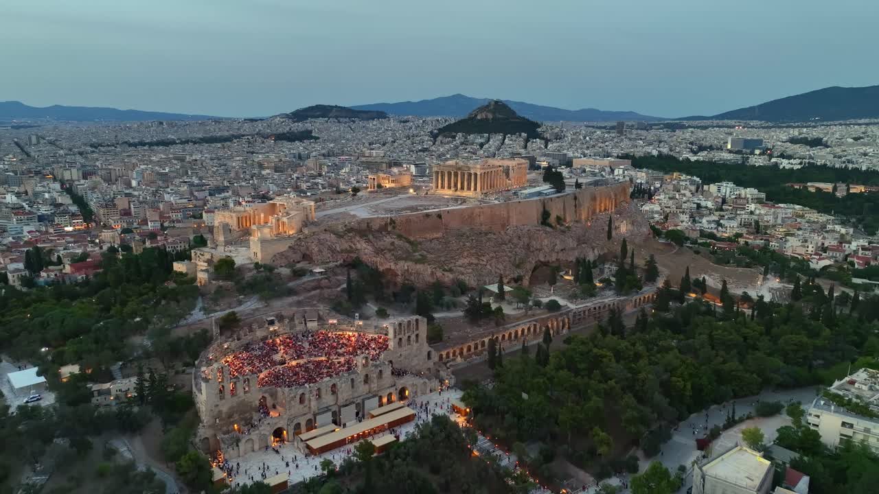 UHD Drone Footage of Acropolis at Sunset, Athens, Greece