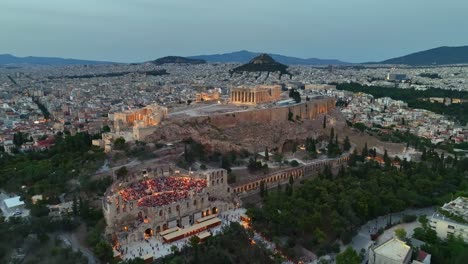 uhd drone footage of acropolis at sunset, athens, greece