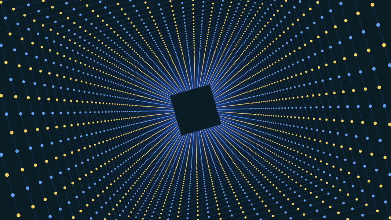 Monochrome checkerboard on blue background depth and dimension