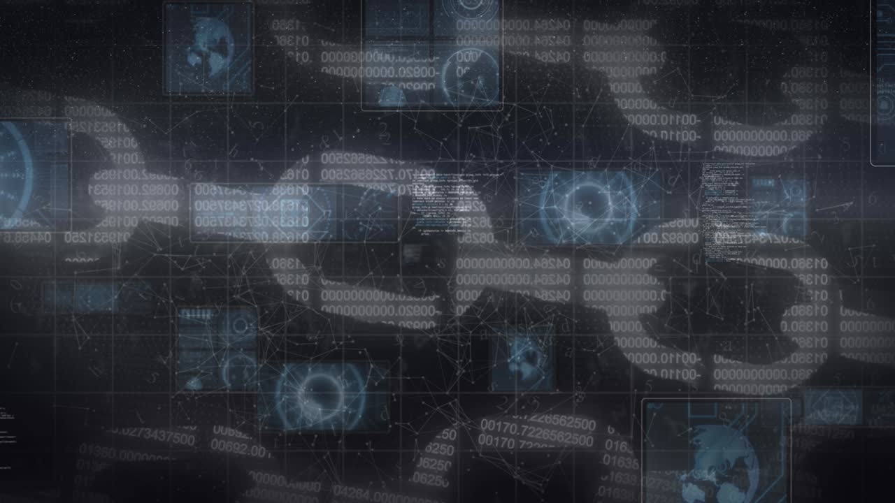 Animation af scanninger og netværk af forbindelser over digital skærm