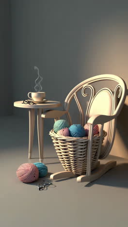a cozy knitting corner with hands crafting warm garments