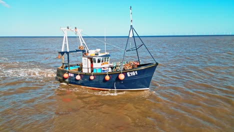 aerial video drone footage of a fishing trawler