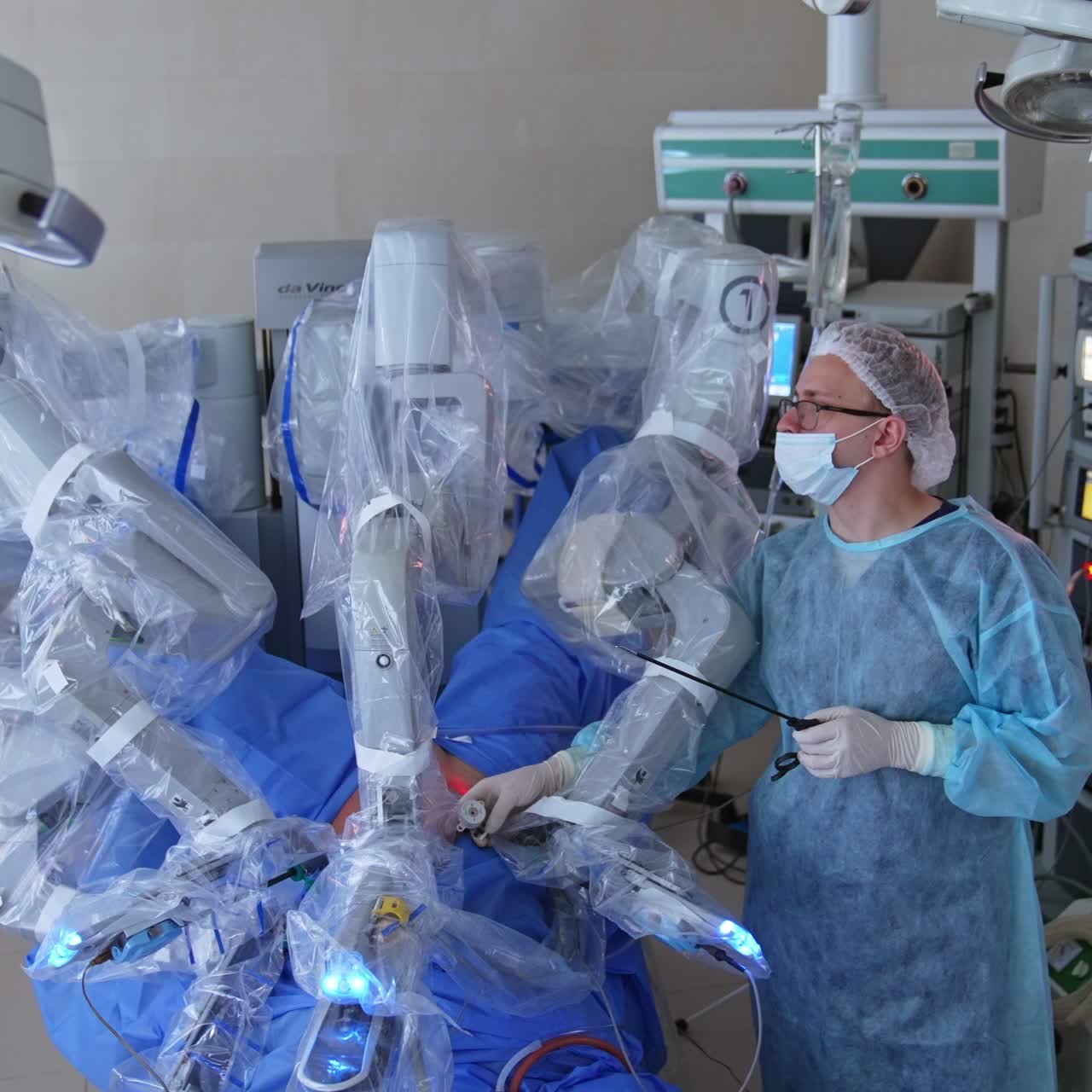 Da vinci robotic modern surgery machine. Automatic surgical operating innovation