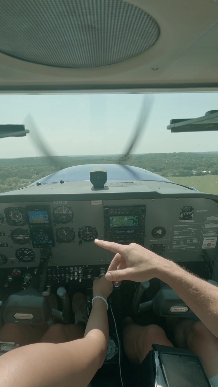 First person cockpit view shows Cessna 172 lining up on runway then accelerating and taking off with instrument panel visible